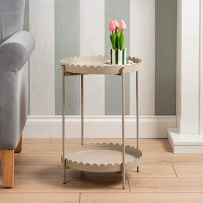 Scottish Everlastings Ltd. Scottish Everlastings Artificial Greige Round Scallop Table