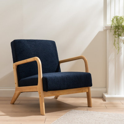 Scottish Everlastings Ltd. Scottish Everlastings Navy Boucle Chair (Curved Arms) from B&Q