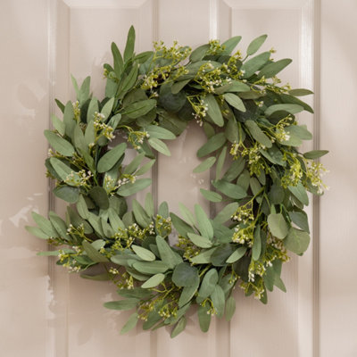 Scottish Everlastings Ltd. Scottish Everlastings 50Cm Premium Artificial Eucalyptus & Gypsophila Wreath from B&Q