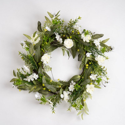 Scottish Everlastings Ltd. Scottish Everlastings 55Cm Artificial White Floral Daisy Wreath from B&Q
