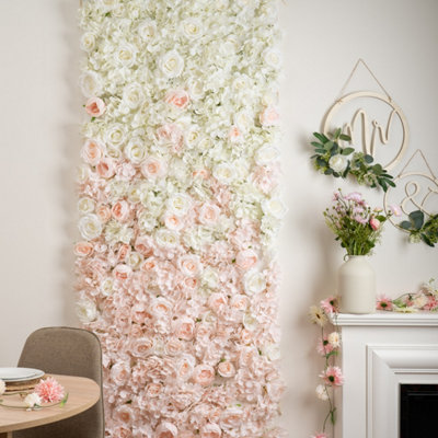 Scottish Everlastings Ltd. Scottish Everlastings 80X220Cm Artificial Pink/white Ombre Flower Wall Backdrop from B&Q