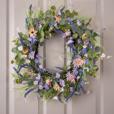 Scottish Everlastings Ltd. Scottish Everlastings 56Cm Artificial Spring Purple Floral Wreath from B&Q