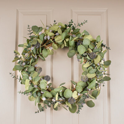 Scottish Everlastings Ltd. Scottish Everlastings Artificial 52Cm Eucalyptus & Pussywillow Wreath from B&Q