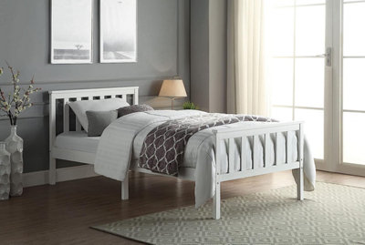 Home Treats Single Solid Wooden Bed Frame With Pocket Sprung & Memory Foam Mattress