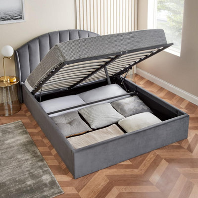 Home Treats Curved Ottoman Bed With Mattress Single Small Double Storage Bed