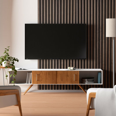 Home Treats Wall Panel Wood Slat Walnut Decorative Wooden Wallpanelling 3D Slatted Acoustic Sound Absorbing Ceiling Or Wall Slats 240 X 60 Cm from B&Q