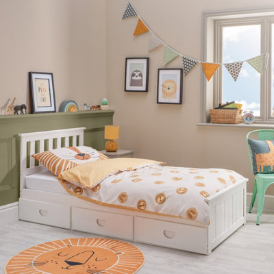 Home Treats Single Wooden Bed Frame With DrawersNo Mattress