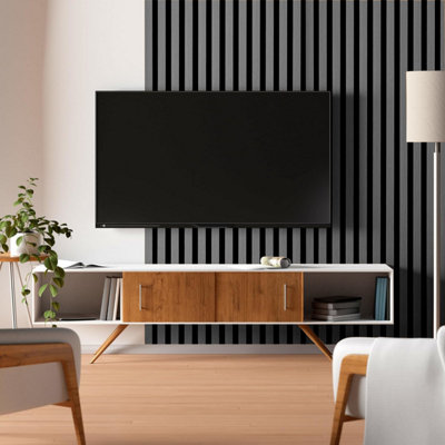 Home Treats Grey Wall Panel Wood Slat Oak Decorative Wooden Wall Panelling 3D Slatted Acoustic Sound Absorbing Ceiling Or Wall Slats 200 X 60