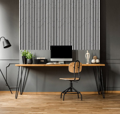 Home Treats Wall Panel Wood Slat Marble Decorative Wooden Wall Panelling 3D Slatted Acoustic Sound Absorbing Wall Slats 240 X 60 Cm