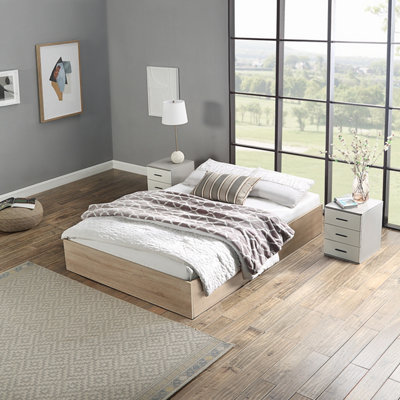 Home Treats Pine Double Wooden Ottoman Bed Frame Wood Storage Bed 4Ft6