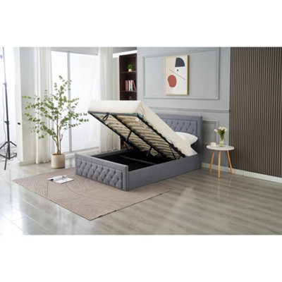 Home Treats Ottoman Bed Frame Double High Headboard Storage Bed No Mattress
