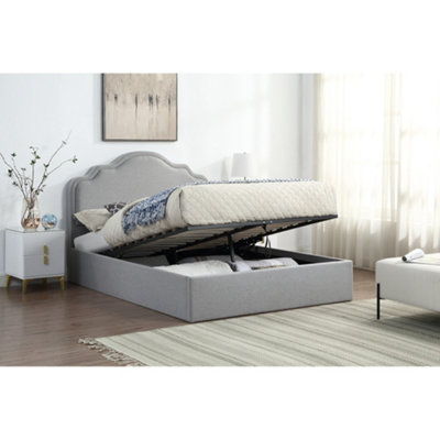 Home Treats King Size Ottoman Bed With Pocket Sprung Mattress High Headboard Storage Bed Grey