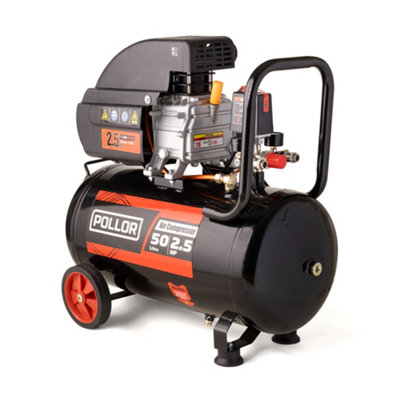 Pollor 50L Air Compressor 9.6 Cfm 2.5Hp 8 Bar 115Psi Direct Drive 50 Litre Tank