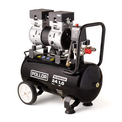 Pollor Silent Air Compressor 24L Oil Free 5.2 Cfm 8 Bar 115Psi 24 Litre Low Noise
