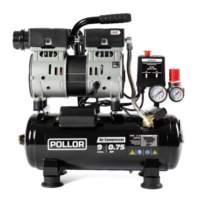 Pollor 9L Silent Air Compressor Low Noise 4.0 Cfm Oil Free 9 Litre 115Psi