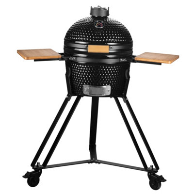 Pollor 16" Ceramic Kamado Charcoal Bbq Egg With Stand & Collapsible Wooden Shelves from B&Q