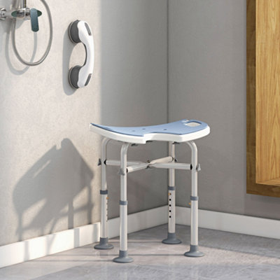 Homcom Aluminium Shower Stool For Elderly Disabled Non-Slip Bath Stool Blue