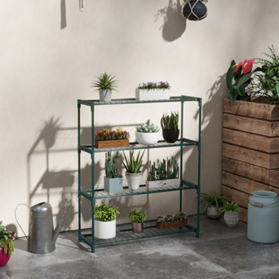 Outsunny Dark/Green Plant Stand, 4-Tier Planter Holder Flower Display Rack,