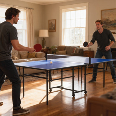 Sportnow 9Ft Holding Tennis Table W/ Four WheelsFor IndoorsBlue from B&Q