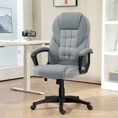 Homcom Grey Executive Office Chair High Back Computer Chair With Armrests