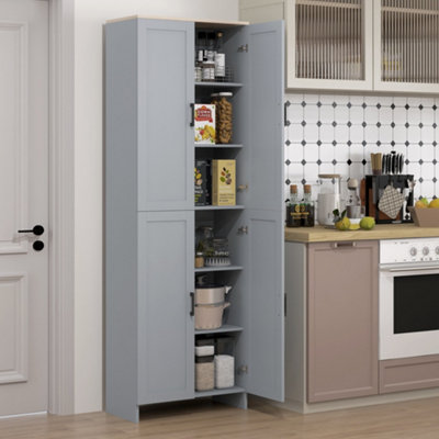 Portland 4 Door Grey Kitchen Storage Cabinet - Tall & Narrow Design - 5 Adjustable Shelves - Image 6