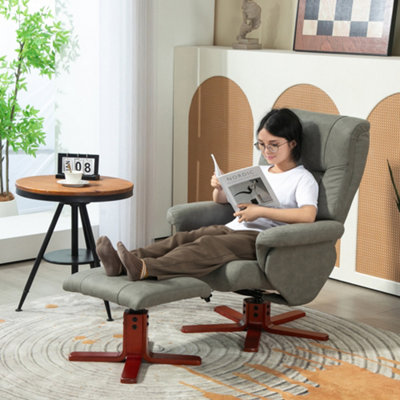Homcom Recliner Chair With FootstoolBackrest AdjustableArmchairGrey from B&Q
