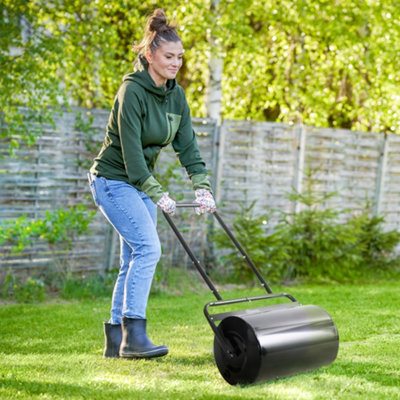 B&Q -  Combination Push W/ 38L Sand Or Water Garden Lawn Roller Black