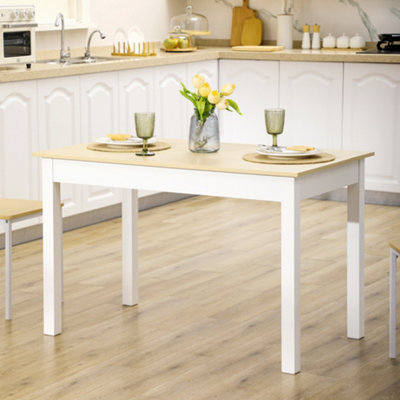 B&Q -  Dining Table For 4 To 6 Kitchen Table With Thick Legs Oak Wood Grain
