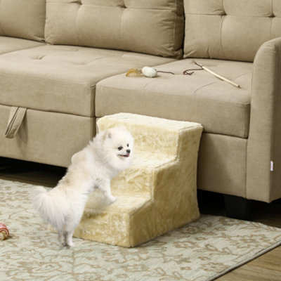Pawhut Three-Step Portable Dog Stairs With Washable Plush Cover from B&Q