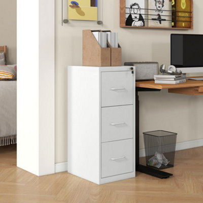 Homcom Cream Drawer Filing Cabinet Steel File Cabinet For A4 Letter Size 3