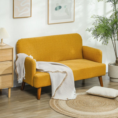 Homcom 2 Seater Sofa With 21Cm Thick Padding And Wood LegsYellow from B&Q