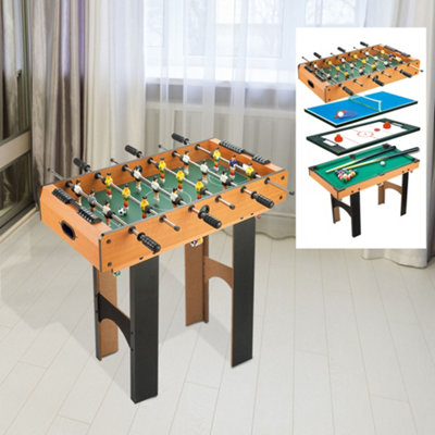 Homcom Unisex Natural 4-In-1 Multi Games Table Mini Tennis Billiard Foosball Hockey 2 Types In | : 36 Inches - Image 3
