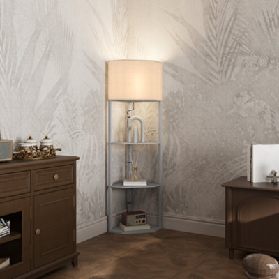 Portland Grey 3 Shelf Corner Floor Lamp - Image 10
