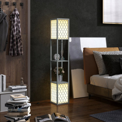 Bobobiy Light/Grey Floor Lamp With Shelves, Dual Modern Tall Standing Lamps, With Pull Chain Switch (Bulb Not Included), - Image 9