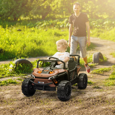 B&Q -  Kids Ride On Car12V Electric Truck W/ HornLightsUsbBrown