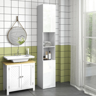 Kleankin High Gloss Bathroom Storage Cabinet With Adjustable Shelves White from B&Q