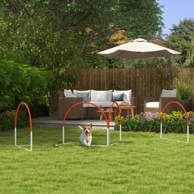 Dog Agility Equipment Set 4 Pcs Weave Pole Home Everyday Use Orange - Image 5