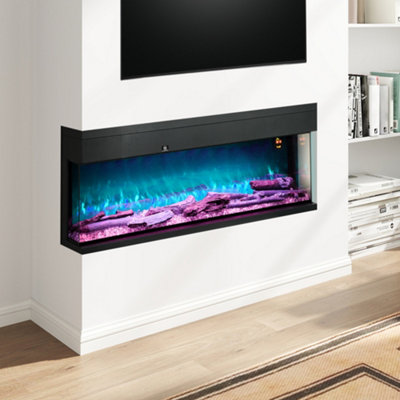 Homcom 127Cm Electric Fireplace Recessed, Insert, Wall Mount, Freestanding - Image 10