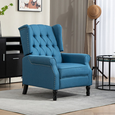 Homcom Manual Reclining Armchair Recliner With Footrest Blue