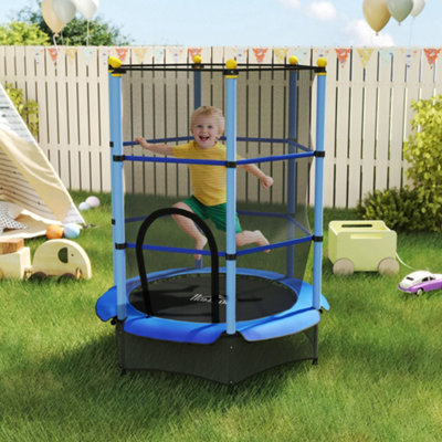 B&Q -  4.6Ft Kids Trampoline With Enclosure Net For Ages 3-10 Years Blue