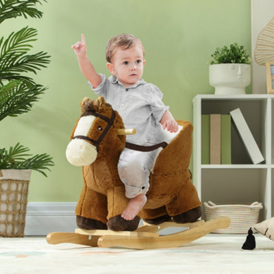 Aiyaplay Kids Rocking Horse W/ SoundSafety BeltBrown from B&Q