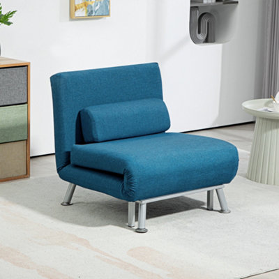 Homcom Folding 5 Position Convertible Sleeper Chair Sofa Bed Blue