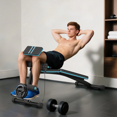 B&Q -  Foldable Dumbbell Bench Weight Training7 Incline AdjustableBlue