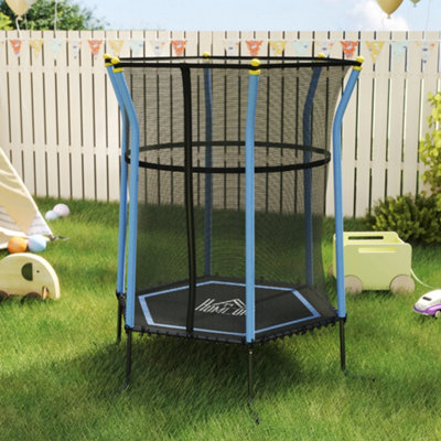 Homcom 5.4Ft Kids Trampoline With Enclosure Indoor Outdoor Blue