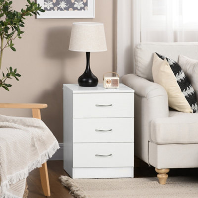 HOMCOM Modern 3 Drawers Side Table, Bedside Table with Wood Effect, White - Image 11