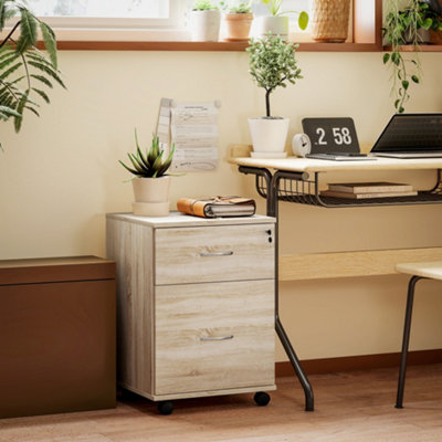 Rackhams Grain Two Drawer Lockable Filing Cabinet - Wood-Effect - Oak - Image 8