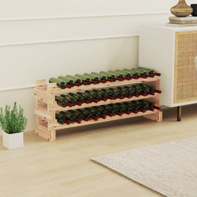 B&Q -  36 Bottle Shelf Wine Rack Holder Standing Holds Storage Fir Wood Cellar