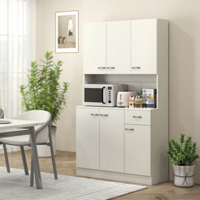 Homcom Unisex Off-White Freestanding Kitchen Cupboard, Storage Cabinet With Doors In Small - Image 11