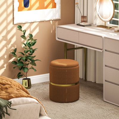 Rackhams Brown/Light Velvet-Feel Storage Ottoman - Image 10