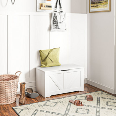 Homcom Storage Trunk For Living Room, With Safety Hinges, 80Cm, White